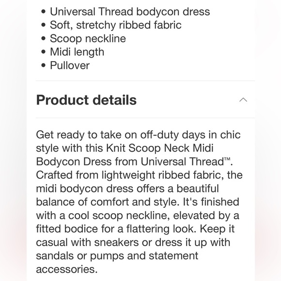 Women's Knit Midi Bodycon Dress - Universal Thread™ Black new - Picture 4 of 5